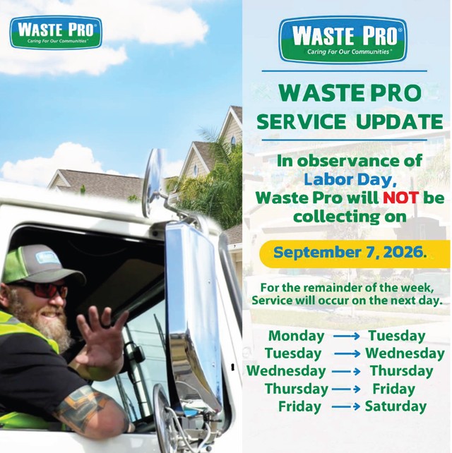 Waste Pro Labor Day Schedule 2026